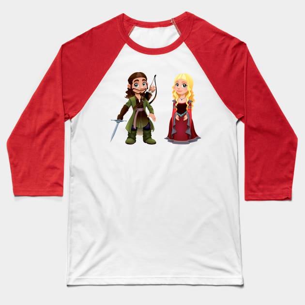 Medieval Couple Baseball T-Shirt by ddraw